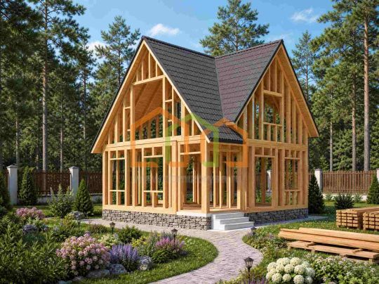 Каркасный дом без отделки 6х7